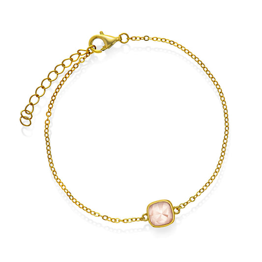 Armband i förgyllt silver med rosa opal LOVE