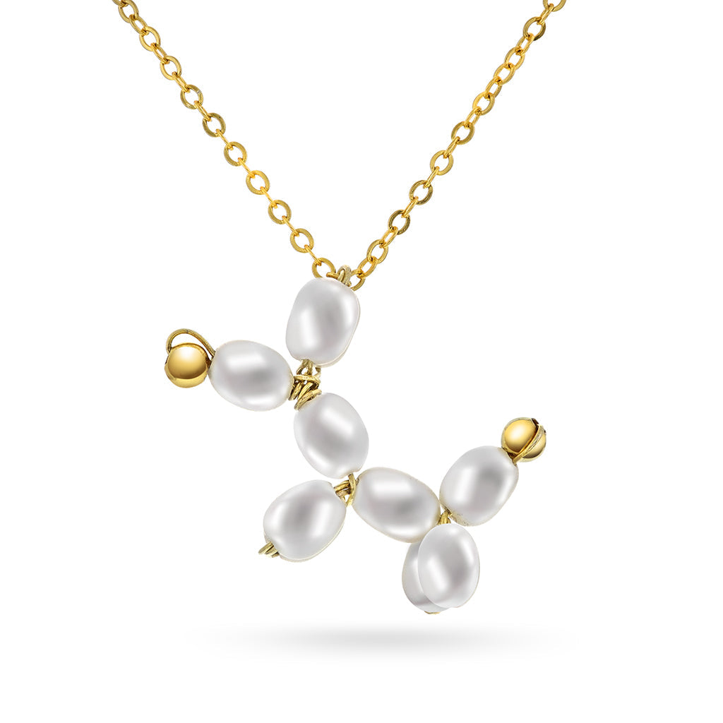 Hund gjord av sötvattenspärlor och förgyllt silver