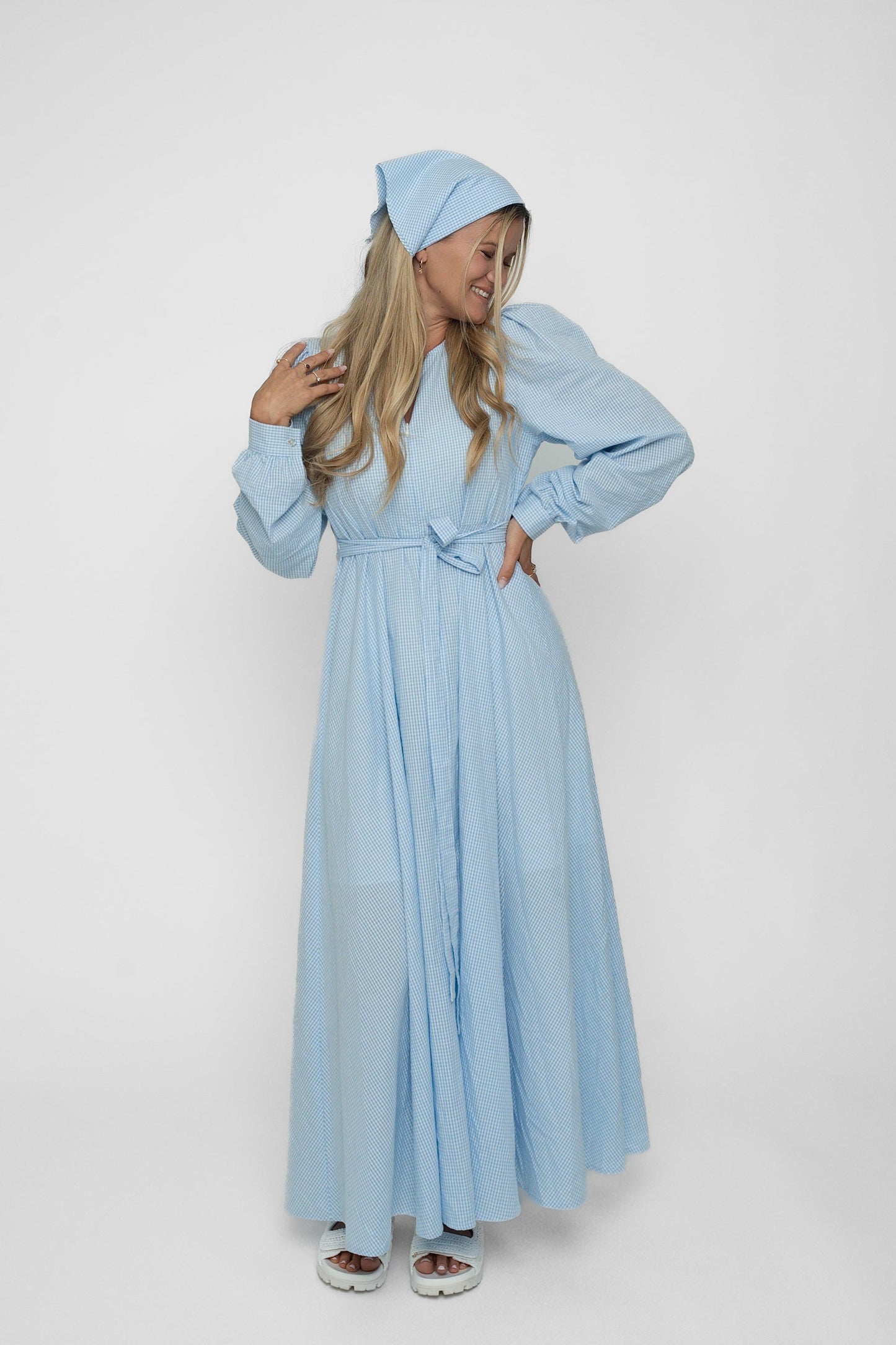 Madikken klänning blå rutig