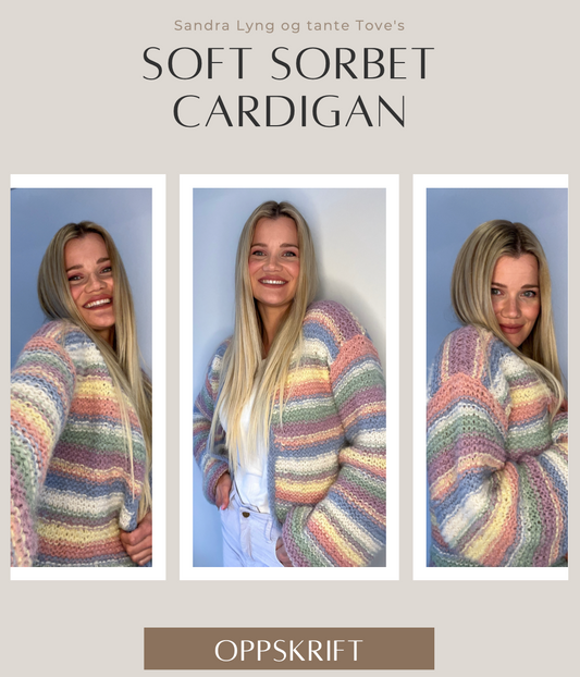 Mjuk Sorbet Cardigan Strikkeoppskrift